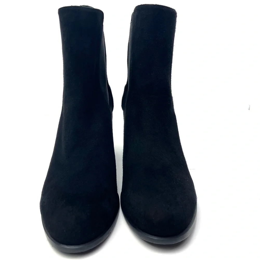 Stuart Weitzman Womens Black Suede Leather Block Heel Pull On Ankle Booties